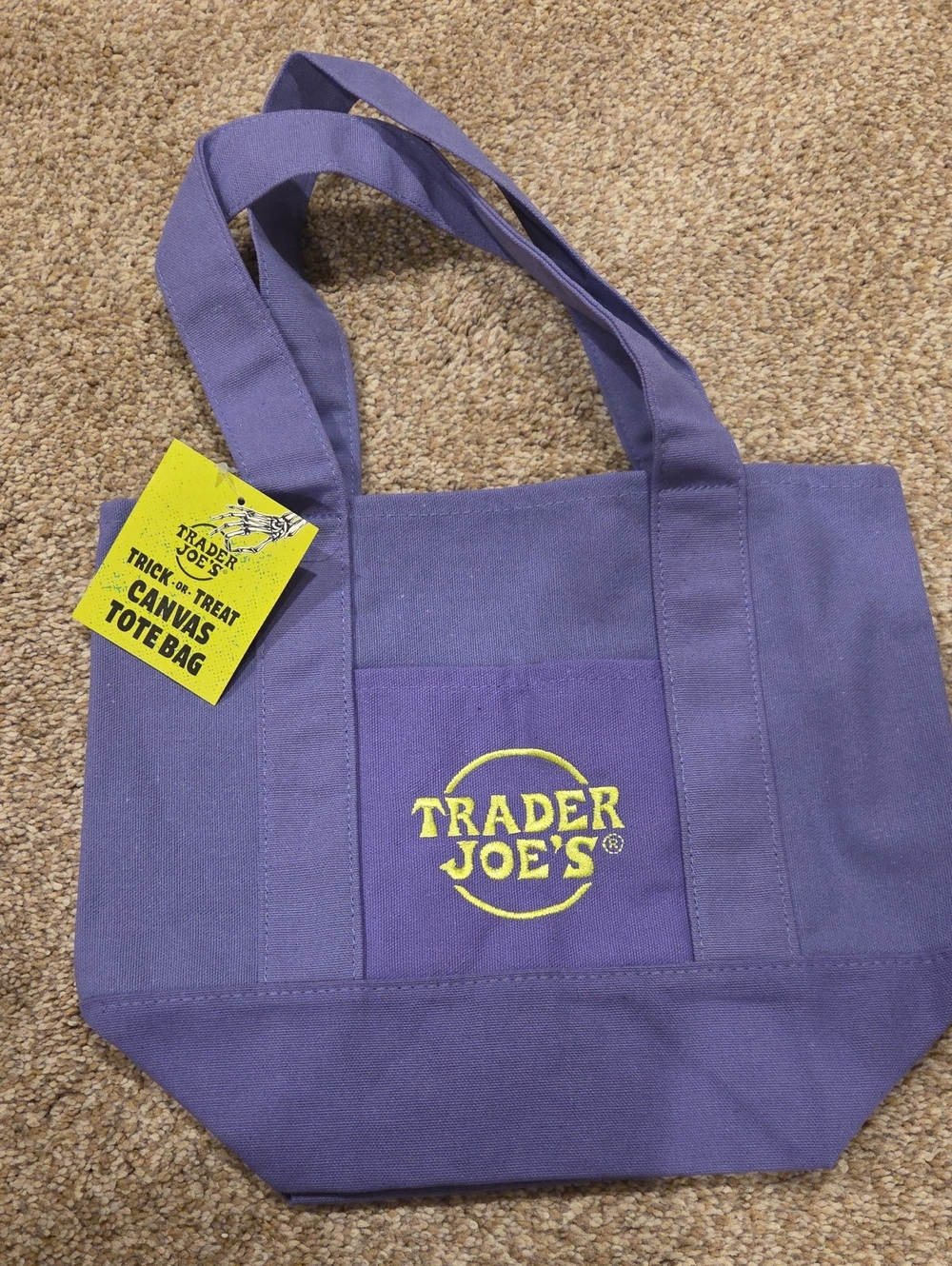 Trader Joe's Mini Purple Canvas Halloween Tote Bag